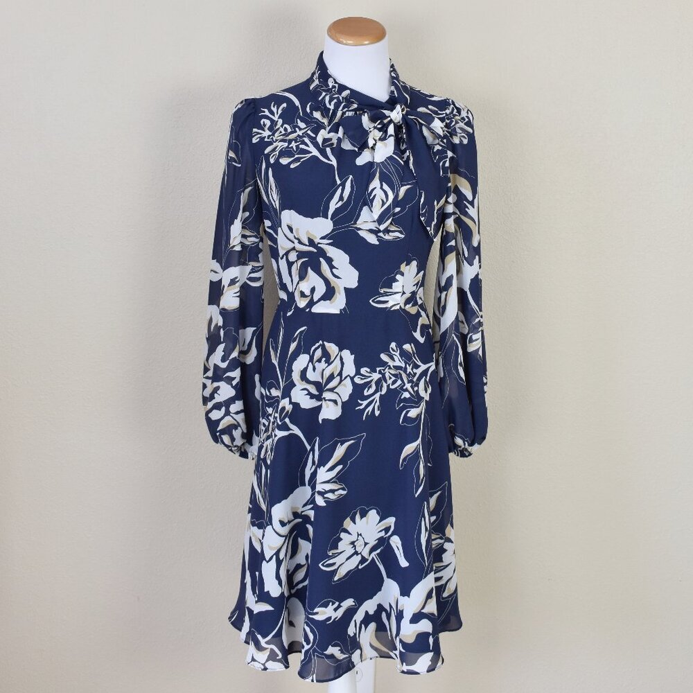 Maggy London Navy and White Floral Dress